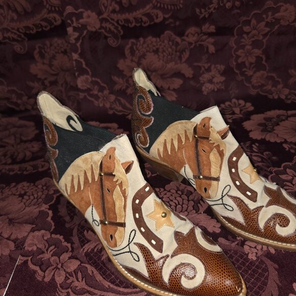 Vintage Zola Horse Applique Shoe Cowboy Boots Woman's Size 8 - Picture 1 of 4